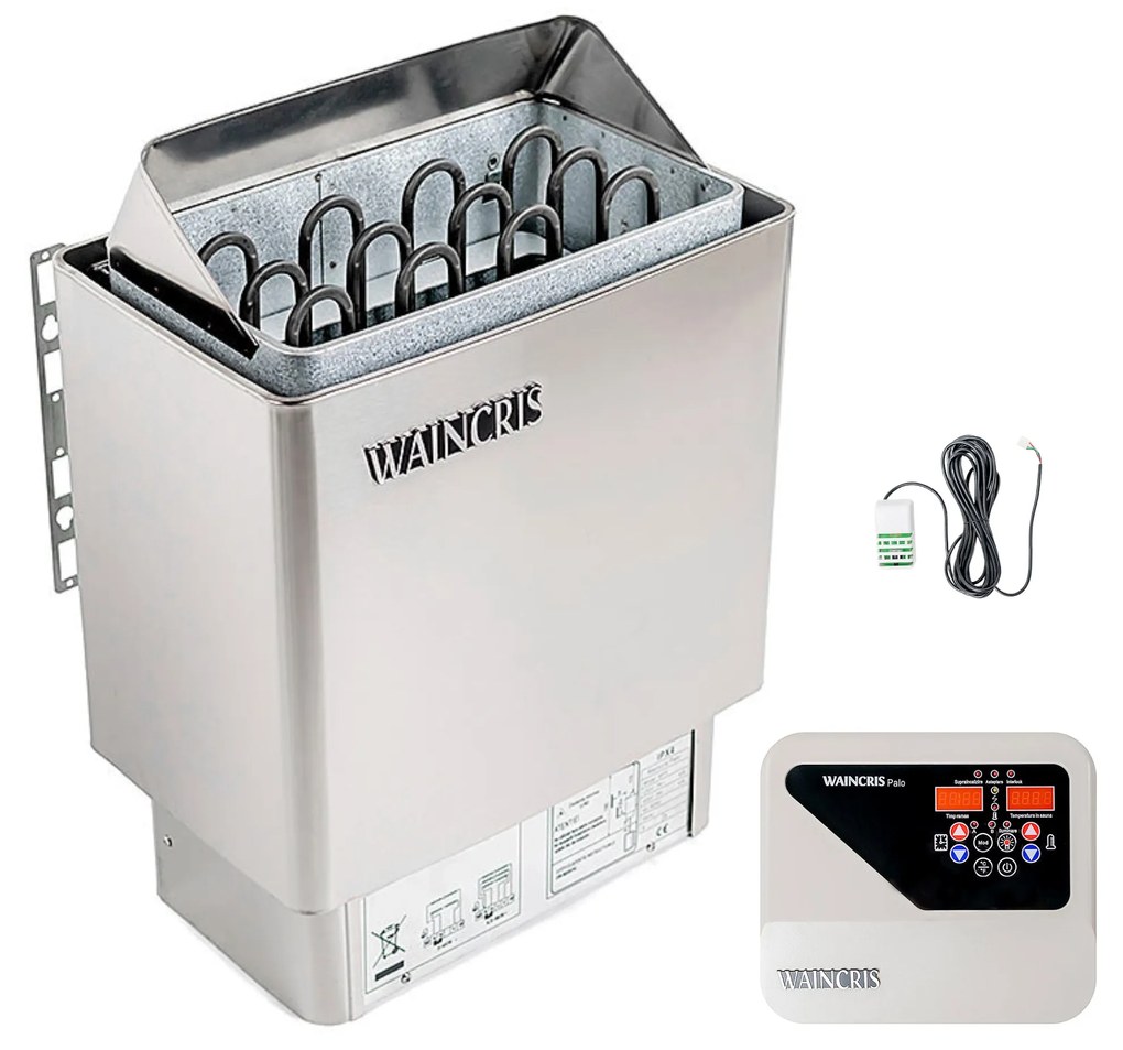 Soba inox sauna privata, incalzitor electric Waincris PALO 6kW cu panou exterior digital WPS60