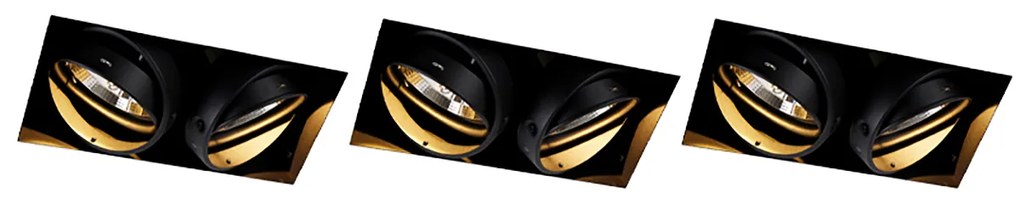 Set de 3 spoturi îngropate negre GU10 AR111 fără bordură 2 lumini - Oneon
