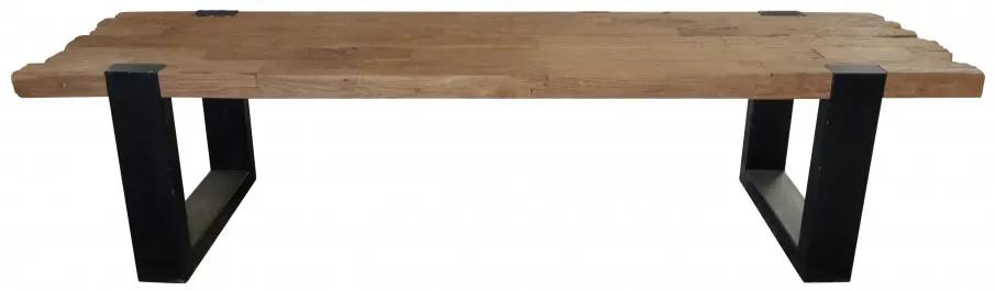 Masuta de cafea dreptunghiulara din lemn de tec Croco 130x60x46 cm maro inchis
