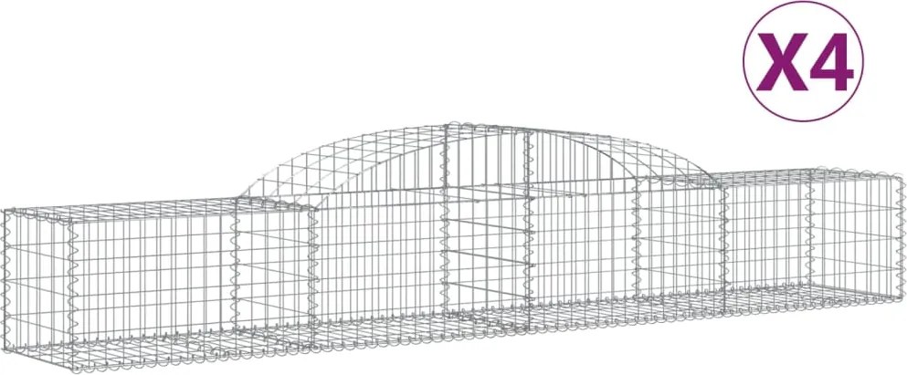 vidaXL Coșuri gabion arcuite 4 buc., 300x50x40/60 cm, fier galvanizat
