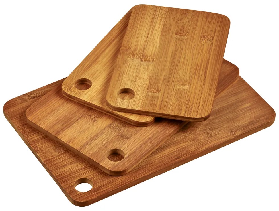 Set de 4 tocătoare din bambus închis la culoare