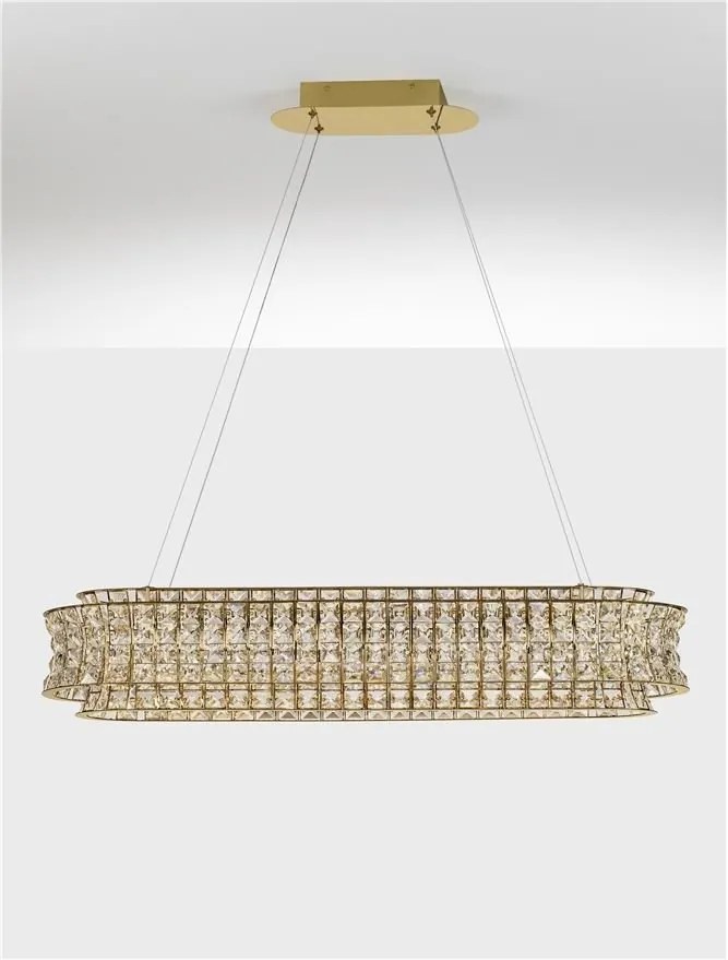 Lustra suspendata LED auriu, cristale sticla CELYSIA 100x30cm
