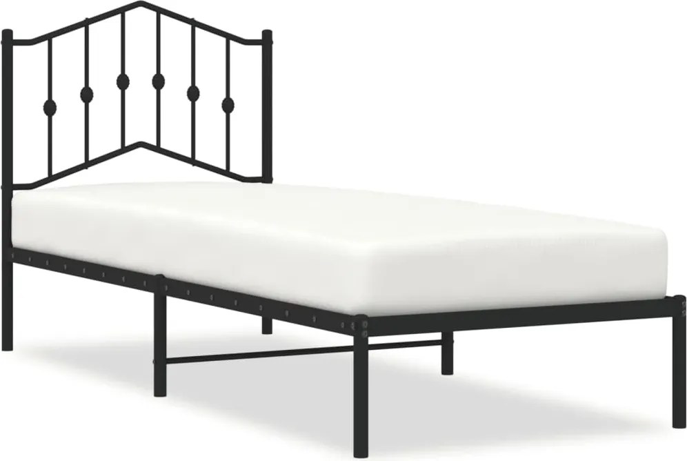vidaXL Cadru de pat metalic cu tăblie, negru, 80x200 cm