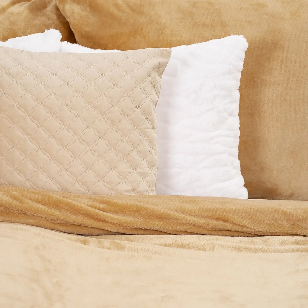 Lenjerie de pat din microflanel 4Home bej, 140 x 220 cm, 70 x 90 cm