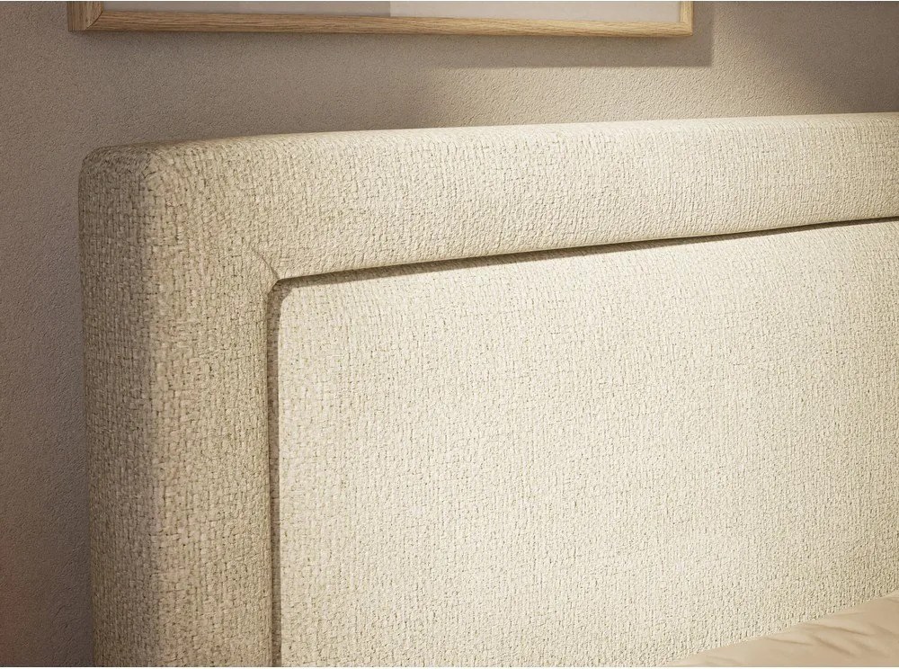 Pat boxspring crem cu spațiu de depozitare 160x200 cm Fresco – Maison de Rêve