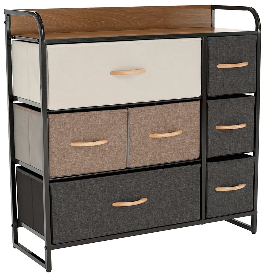 Comoda cu sertare din material textil, bej/maro deschis/maro inchis, HAZEL TYP 3