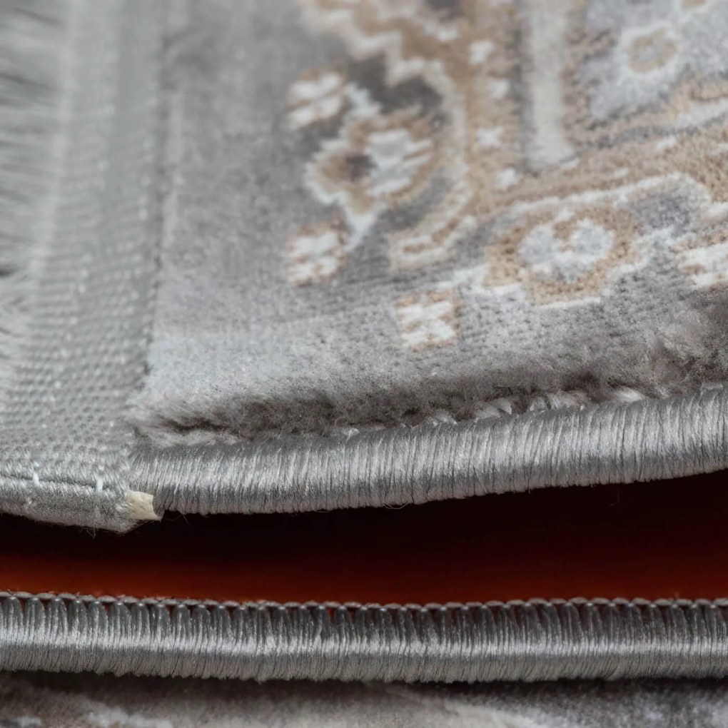 250x350 cm Covor living/dormitor, 70% Polyester și 30% Bumbac, Design Clasic Traditional, Gri, Densitate 2800 gr/m2