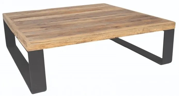 Masuta de cafea, natur, din lemn de stejar si metal, 127 cm, Alpha