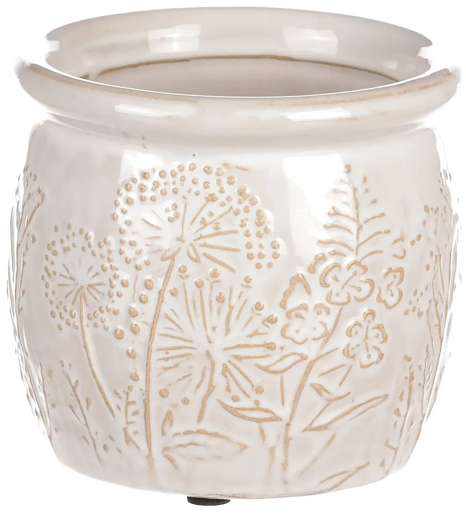 Ghiveci ceramic pentru flori de câmp, bej,diametru 11 cm x 10 cm