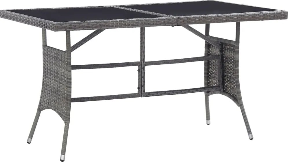 vidaXL Masă de grădină, gri, 140 x 80 x 74 cm, poliratan