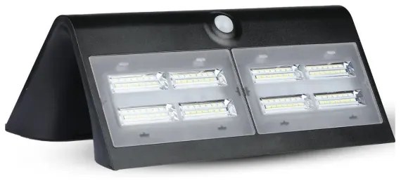 LED lampă solară de perete cu senzor, 7W, 4000K, IP65, 4000 mAh, negru