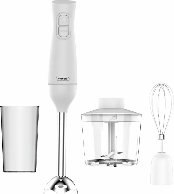 Blender si tocator 3in1 Rosberg R51112OSC, 350 W, 0,7 L, 2 viteze, Tel, Alb