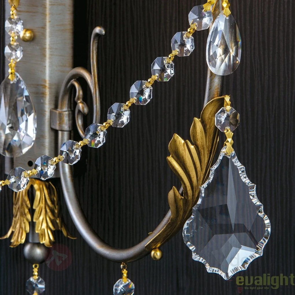 Aplica de perete LUX super eleganta cristal 2 brate Miramare WA 2-1305/2 silber-goldOR