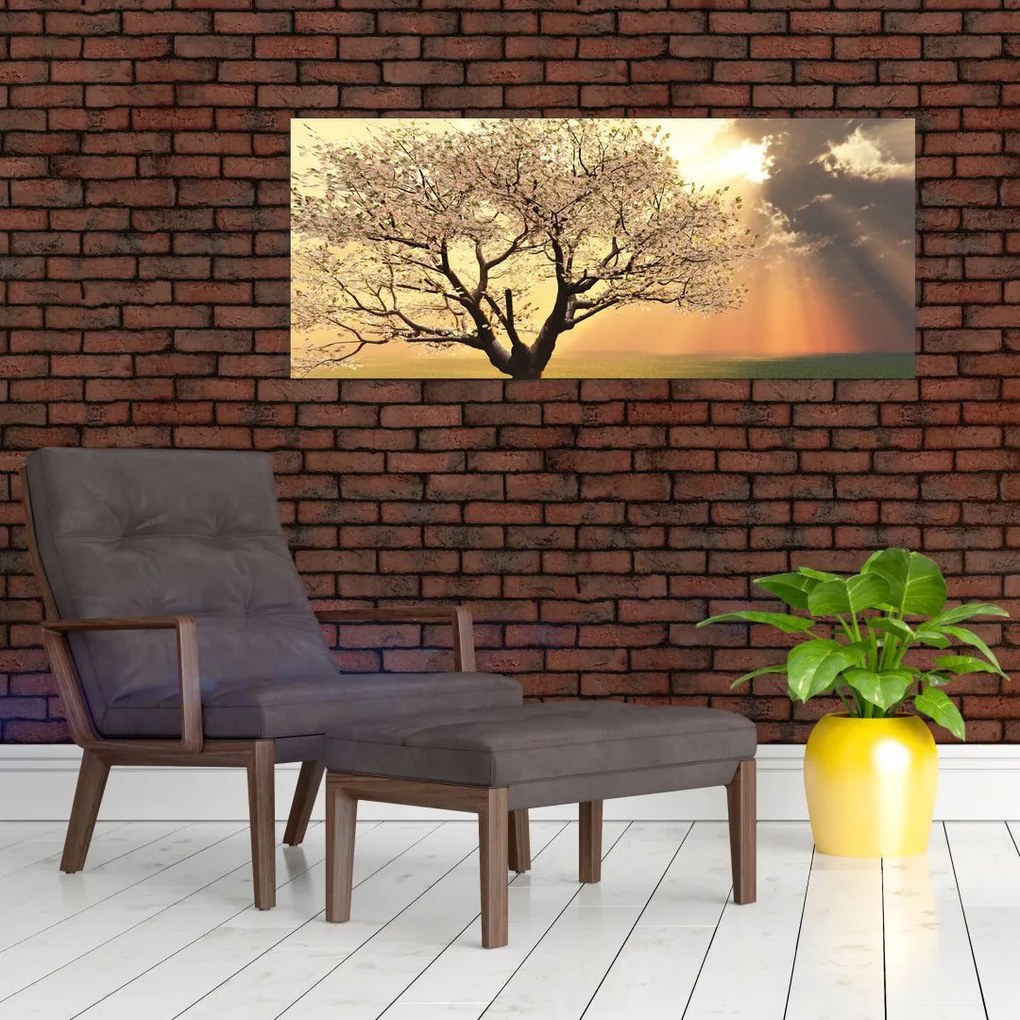 Tablou cu copac pe luncă (120x50 cm)