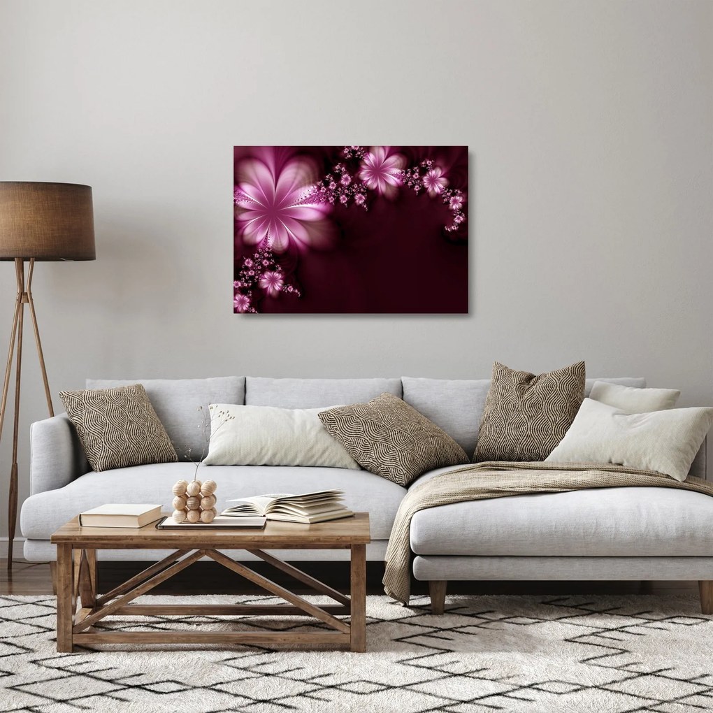Tablou pe sticlă cu abstracție - flori (70x50 cm)