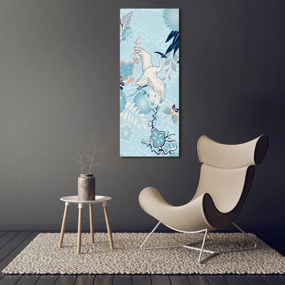 Tablou canvas Crane și flori