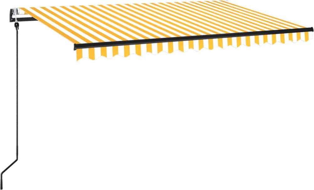 vidaXL Copertină retractabilă automat, galben și alb, 450x350 cm