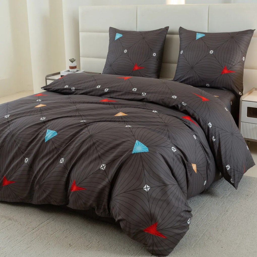 Lenjerie de pat din microfibra ORBITA gri inchis Dimensiune lenjerie de pat: 2 buc 70 x 80 cm | 160 x 200 cm