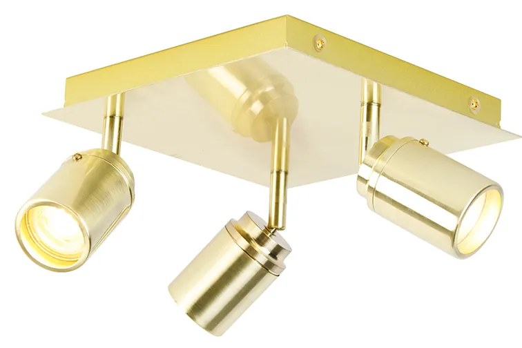 Spotlight modern pentru baie din alamă pătrat cu 3 lumini IP44 - Ducha
