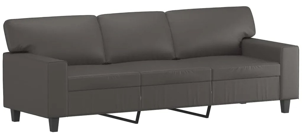 349020 vidaXL Canapea cu 3 locuri, gri, 180 cm, piele ecologică