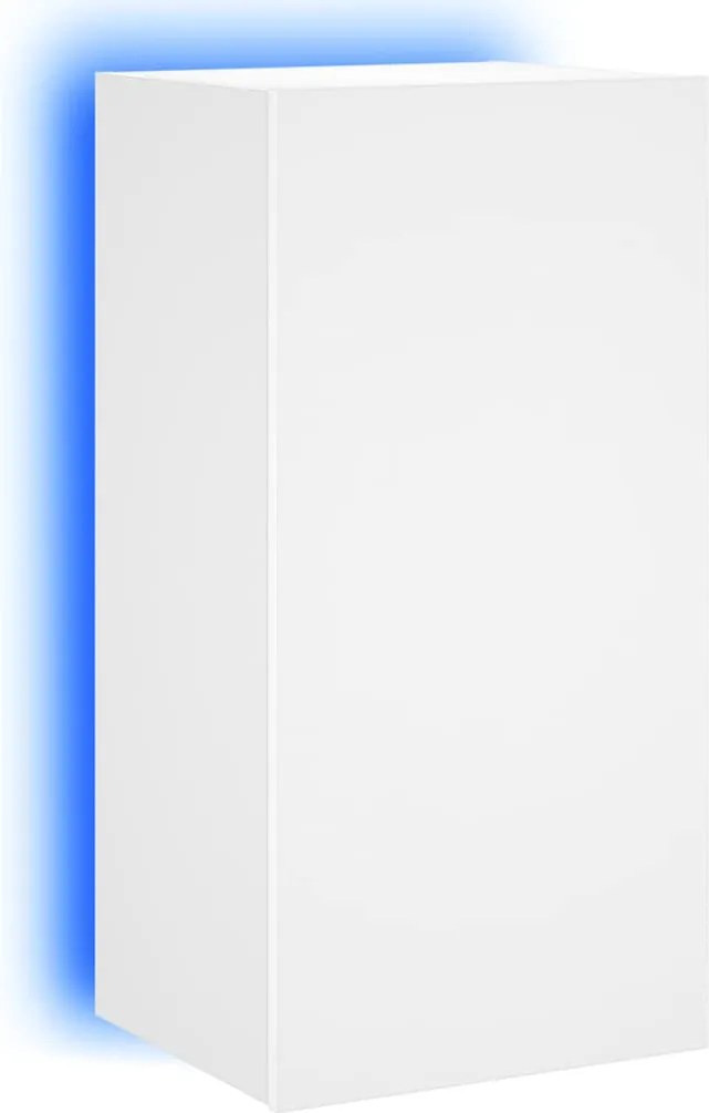 vidaXL Comodă TV de perete cu lumini LED, alb, 40,5x35x80 cm
