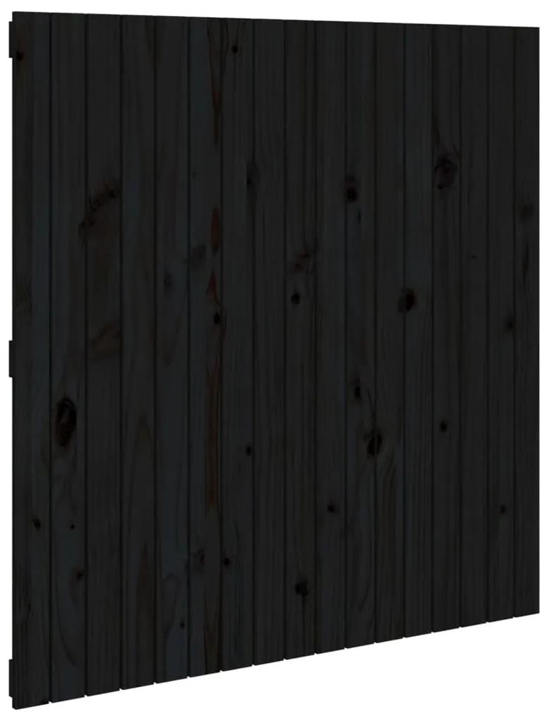 824927 vidaXL Tăblie de pat pentru perete, negru, 108x3x110 cm lemn masiv pin