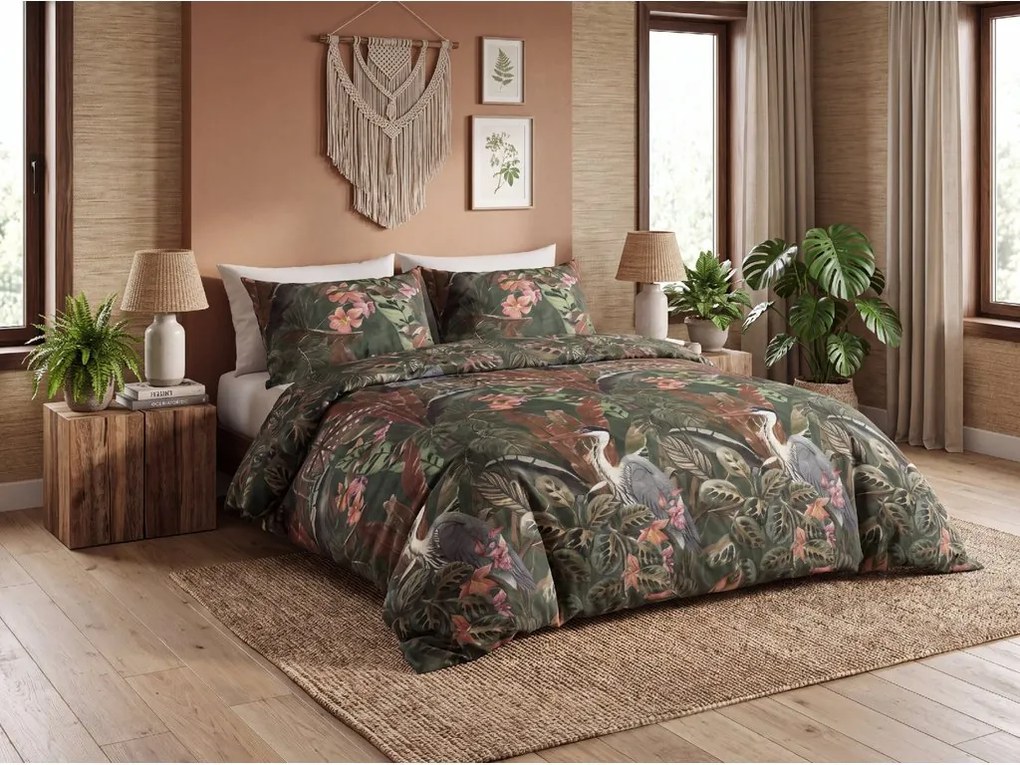 Lenjerie de pat din microfibra Velvet Lotus verde Dimensiune lenjerie de pat: 2 buc 60 x 70 cm | 200 x 200 cm