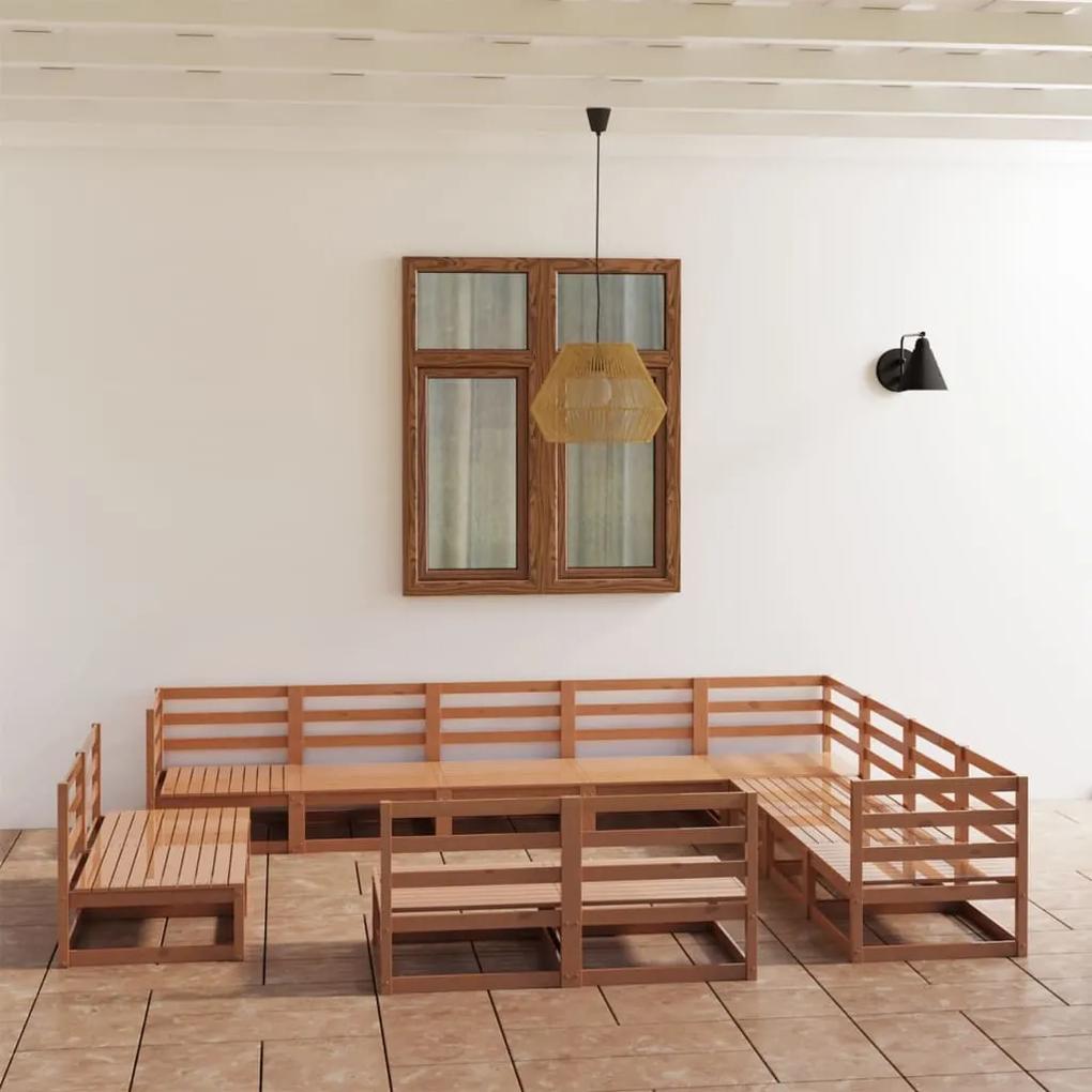 3075897 vidaXL Set mobilier de grădină, 12 piese, maro miere, lemn masiv pin