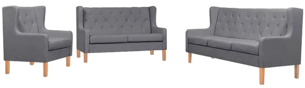 Set canapea, 3 piese, textil, gri