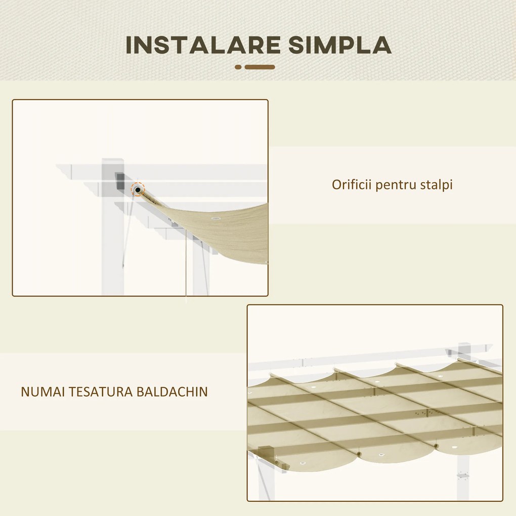 Outsunny Acoperiș de Schimb pentru Pergolă cu 10 Orificii de Drenaj,  Permeabil, 4x3 m, Bej | Aosom Romania