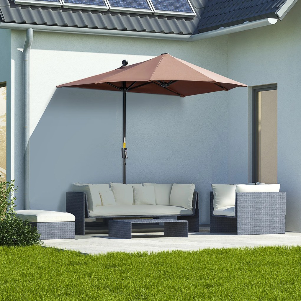 Outsunny Umbrelă de Terasă 200x190x240 cm cu Manivelă, Stâlp din Oțel și Bază în Formă de Cruce Anti-UV pentru Terasă și Balcon, Gri | Aosom Romania