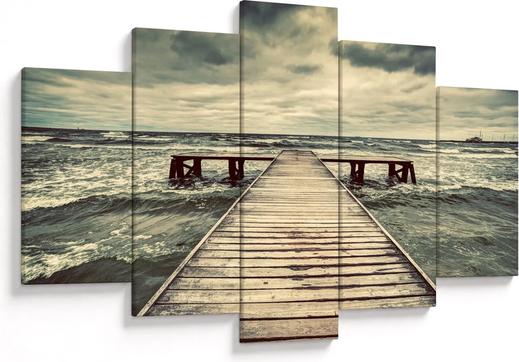Tablou cu dig din lemn la mare (150x105 cm)