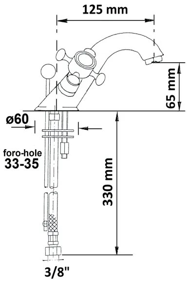 Sapho - Baterie pentru lavoar ANTEA cu ventil pop-up, aurie