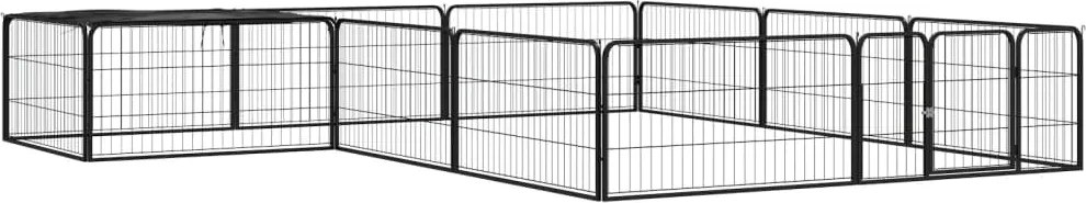 vidaXL Țarc câini 12 panouri negru 100x50 cm oțel vopsit electrostatic