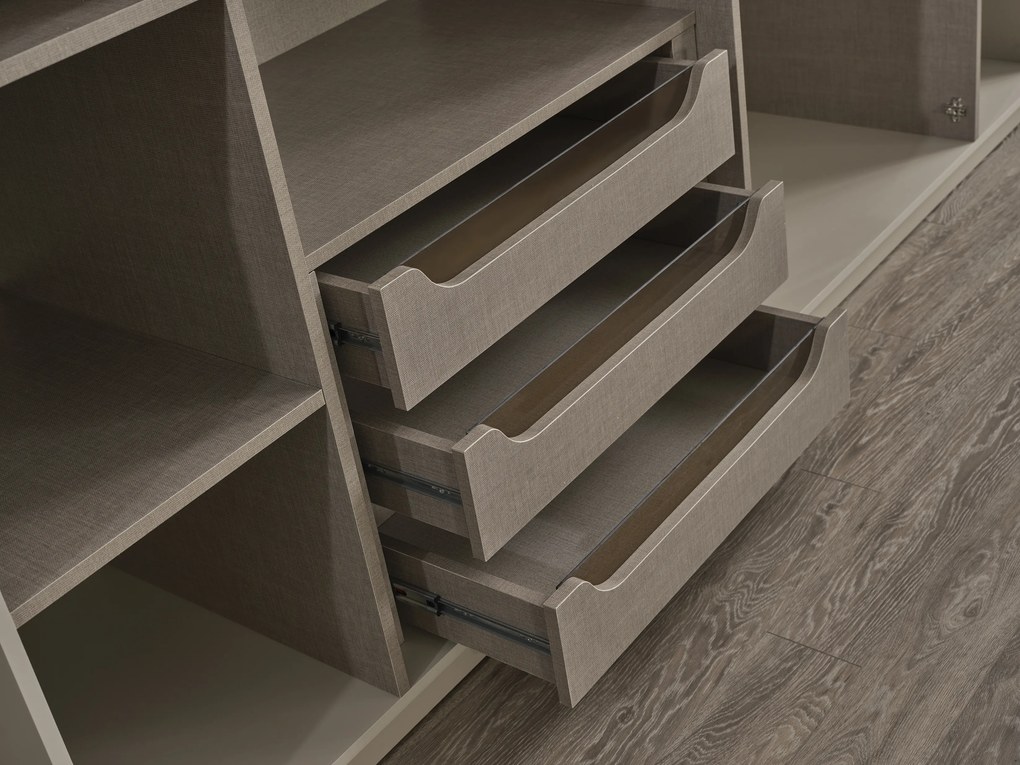 Set dormitor cu pat, noptiere, dulap, comoda din mdf crem si picioare metalice - riva