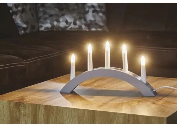 Sfeșnic de Crăciun 5xE10/15W/230V gri