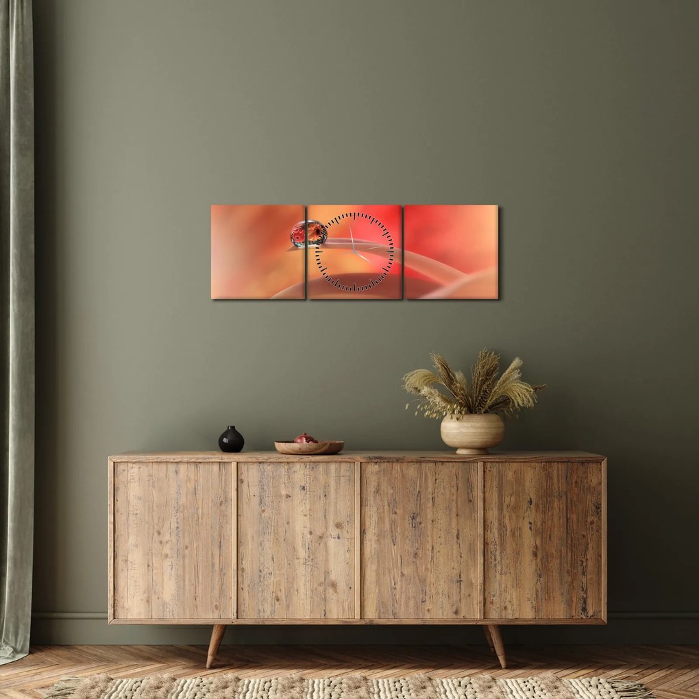 Tablou picăturii de rouă pe floare (cu ceas) (90x30 cm)