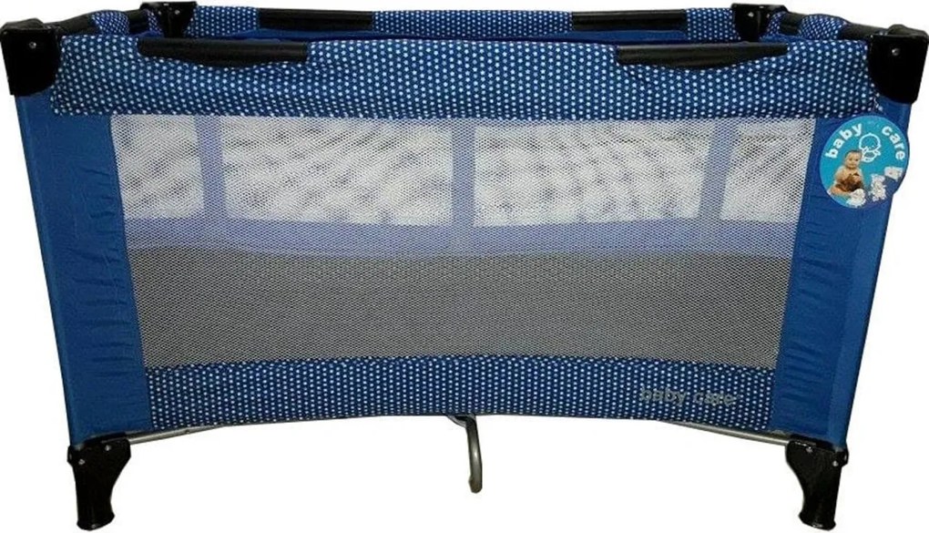 Patut Pliant, Tarc copii Baby Care™ PRO, Pliabil pe 2 Niveluri, plasa tantari,geanta transport inclusa, Albastru
