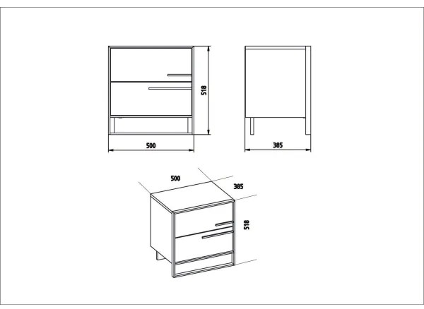 Noptieră POLKA 51,8x50 cm aurie/albă