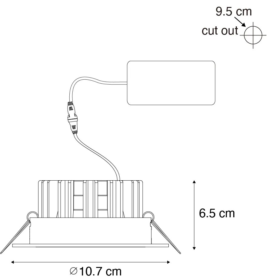 Spot încastrat alb 9,5 cm incl. LED 1015 lm Dimmabil IP65 - Gaius
