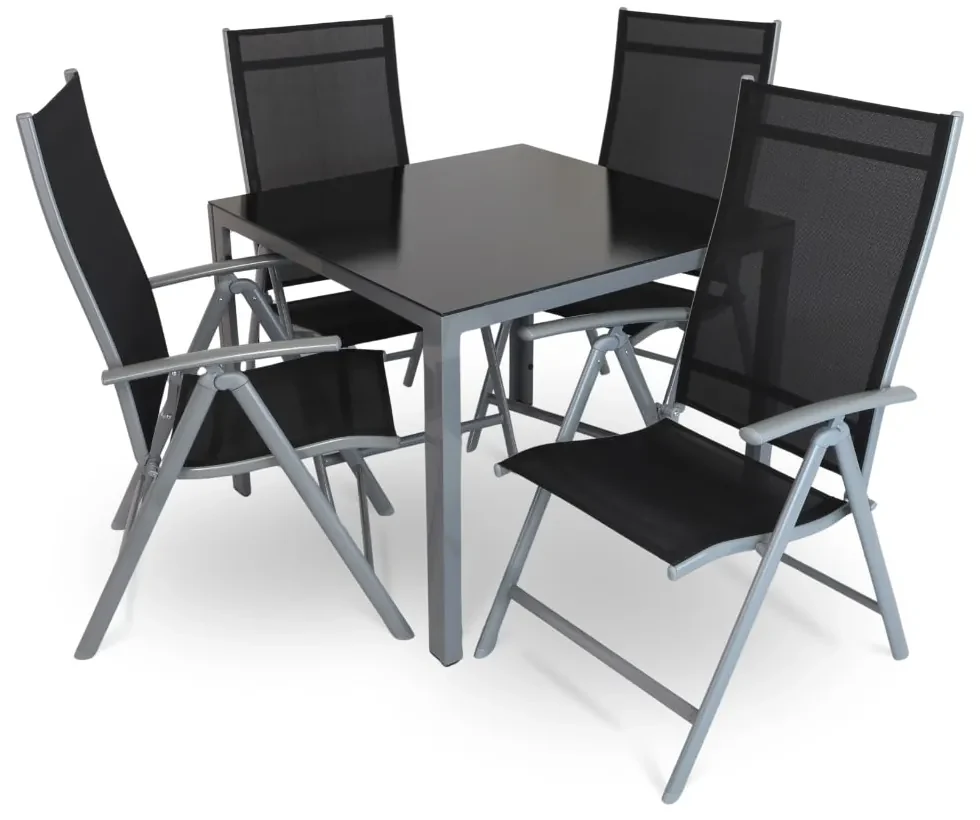Set de gradina Alvero 2, patrat - 4 locuri, negru/gri