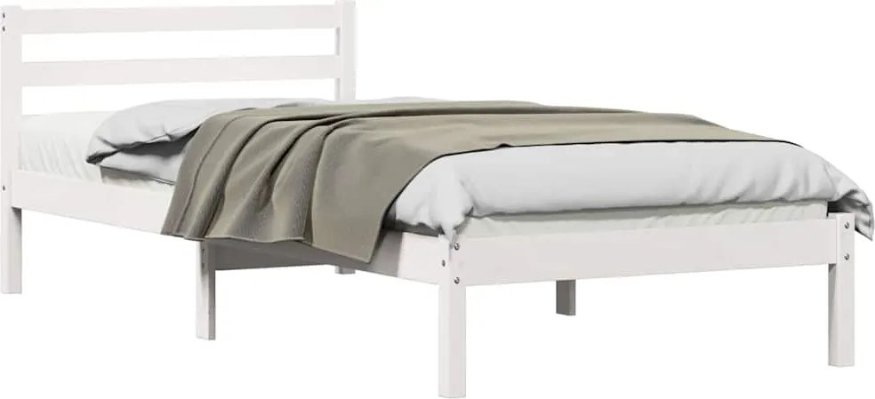 vidaXL Cadru de pat Alb 225,5 x 105,5 x 69,5 cm Lemn de pin masiv