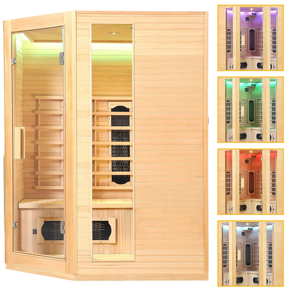 Infračervená sauna/tepelná kabína Nyborg E150K s keramikou, panelovým radiátorom a drevom Hemlock