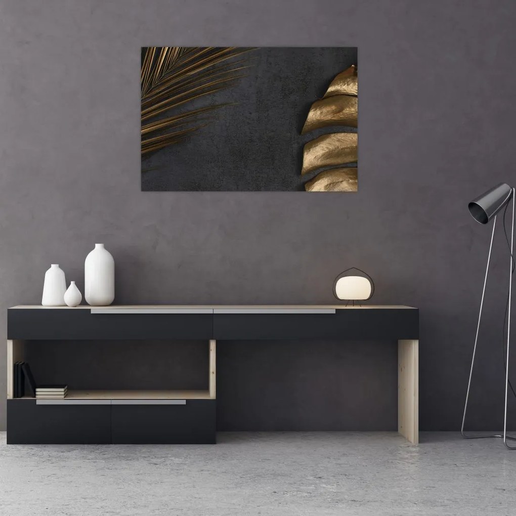 Tablou cu frunze aurii (90x60 cm)