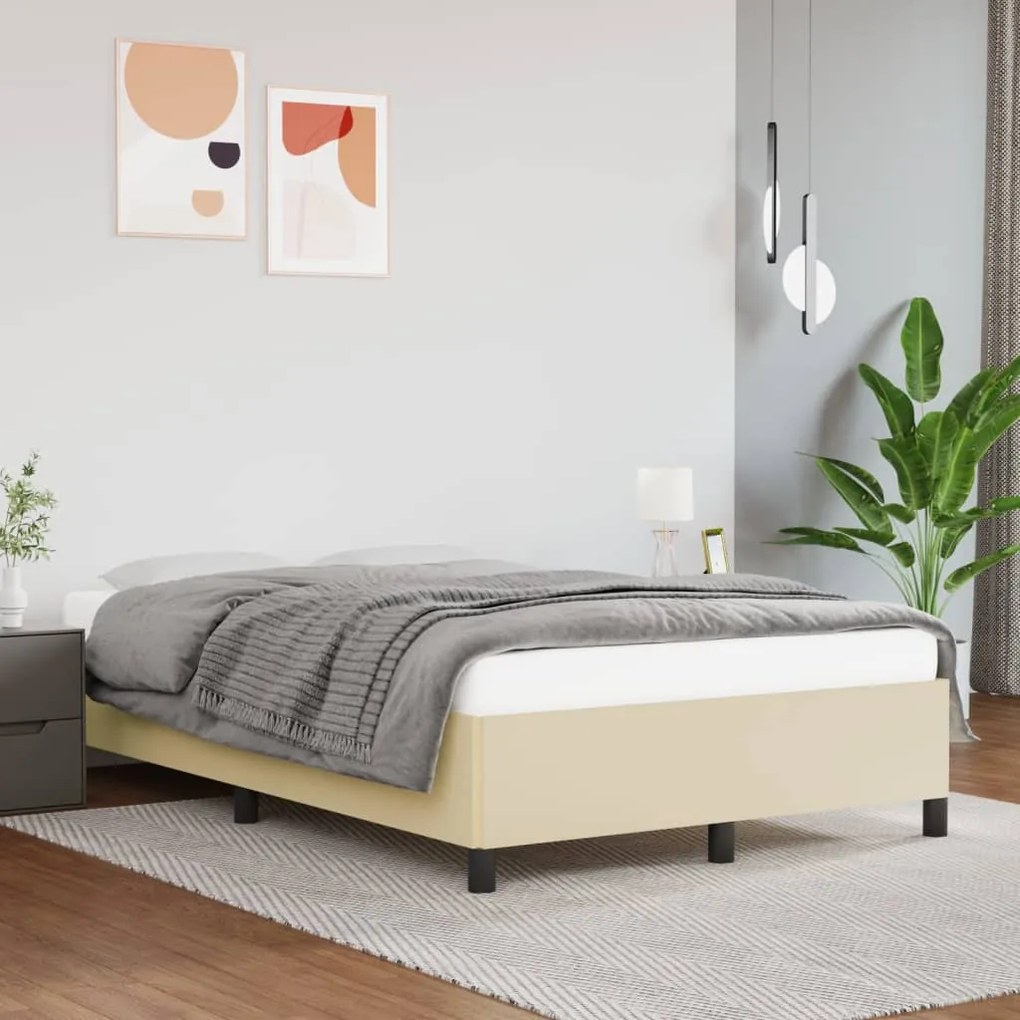 347241 vidaXL Cadru de pat, crem, 120x200 cm, piele ecologică