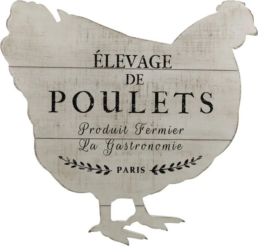 Decoratiune de perete, din lemn de pin, Poulets