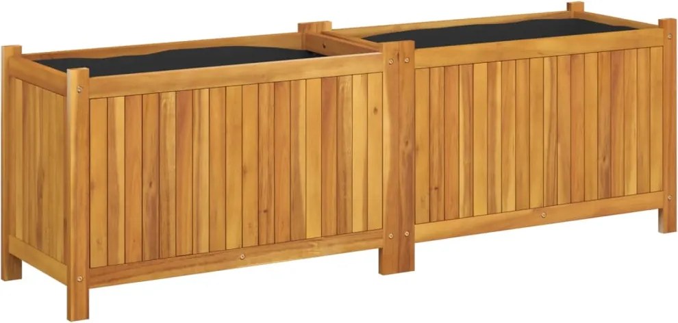 vidaXL Jardinieră de grădină cu căptușeală 153x38,5x50 cm, lemn acacia