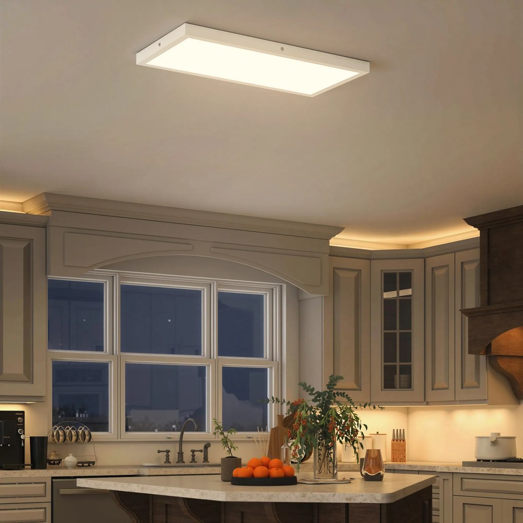 HOMCOM Set de 2 Plafoniere LED Subțiri cu Design Minimalist și Modern, Reglabile, Candelabru LED din Oțel și Plastic, 60x30x3,7 cm, Alb | Aosom Romania