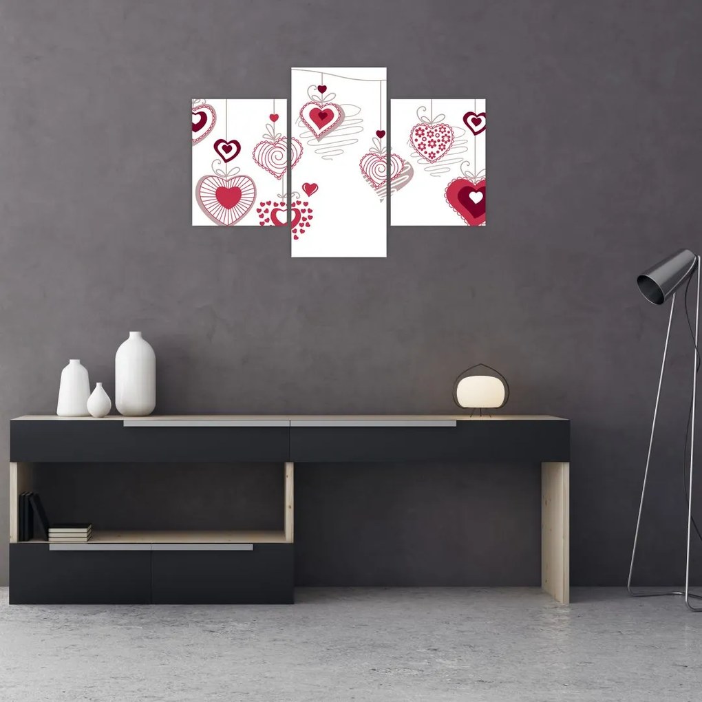 Tablou cu inimiore pictate (90x60 cm)