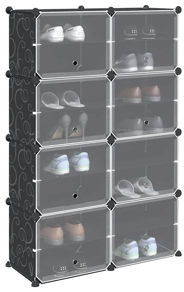 vidaXL Organizator cub de depozitare cu 8 cuburi și uși PP negru